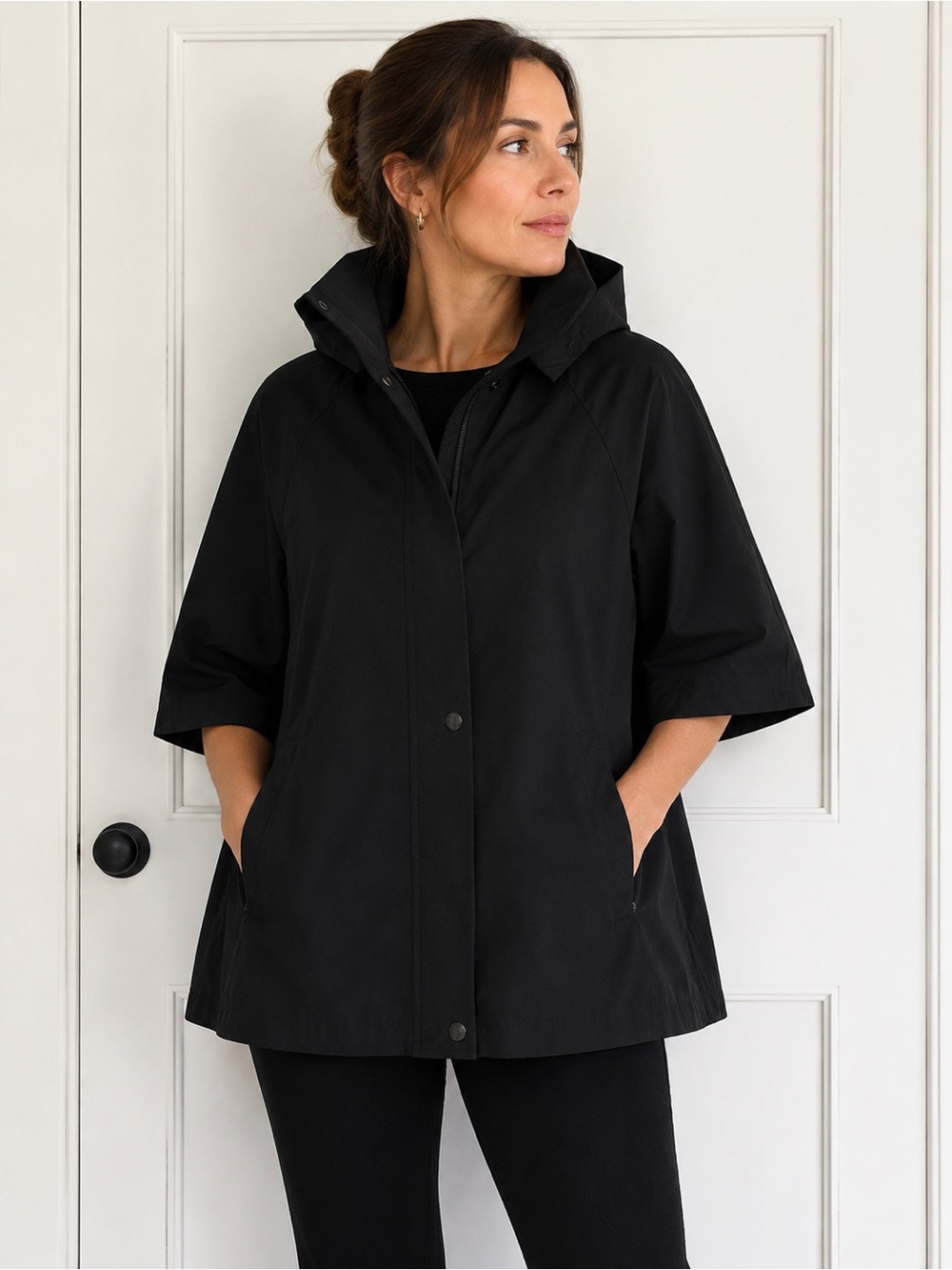 Samuel Dong Black Short-Sleeve Zip Jacket